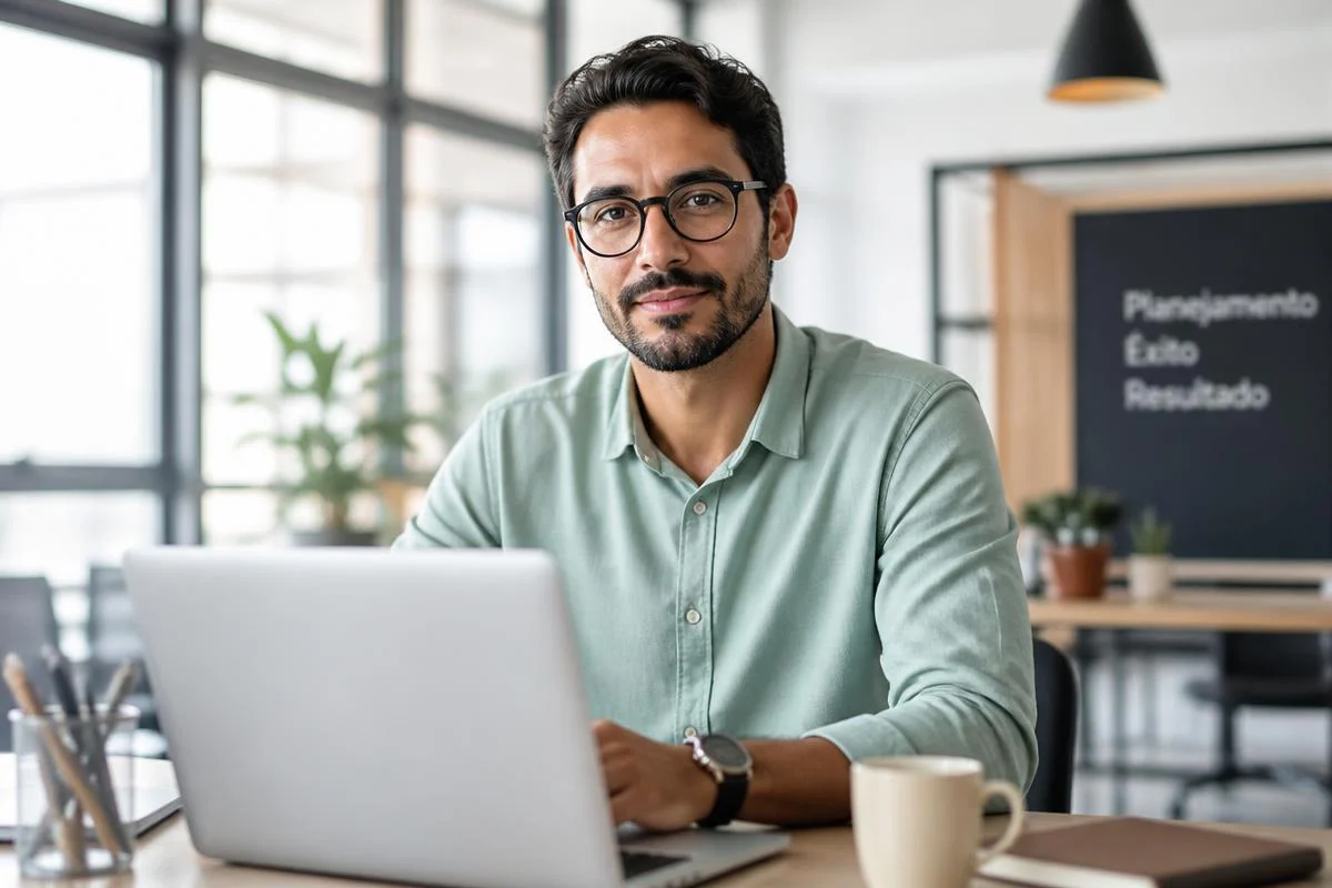 Profissional satisfeito com o financeiro organizado