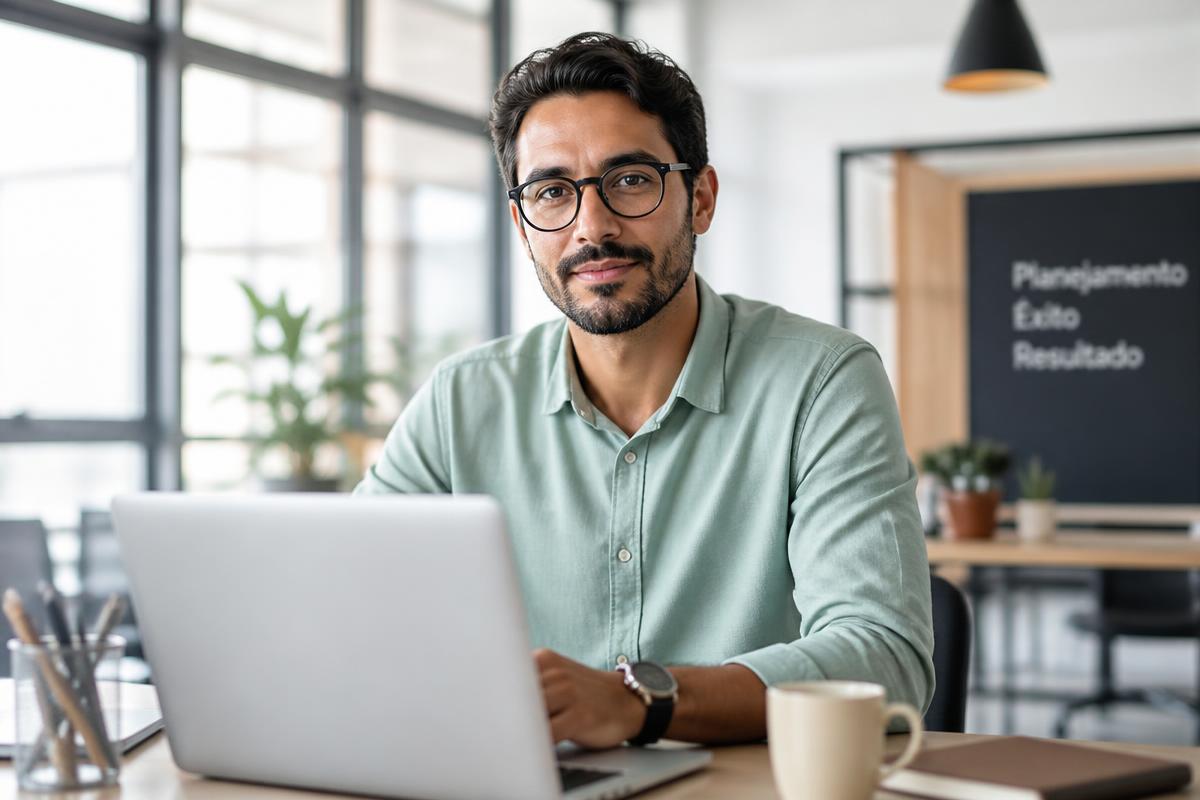 Profissional satisfeito com o financeiro organizado